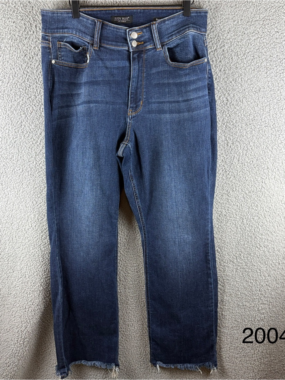 Judy Blue Women’s Dark Indigo High-Rise Bootcut  Raw Hem Blue Jeans Size 16W